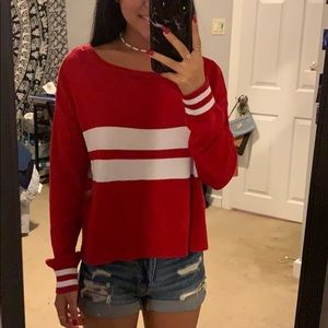 long sleeve shirt with stripes in middle